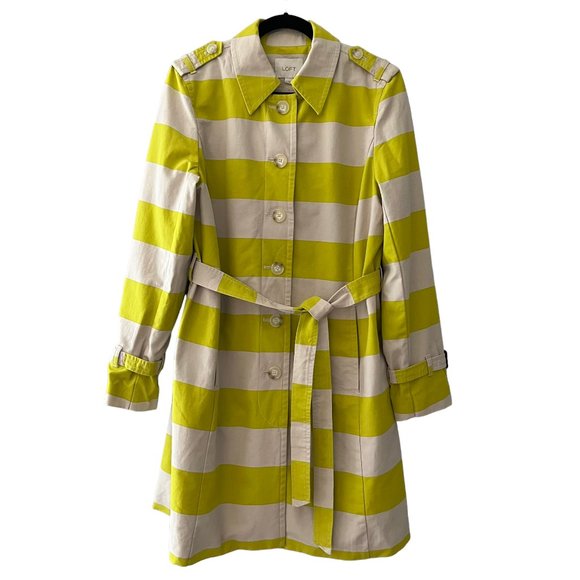 🆕 Loft Striped Cotton Trench Coat - Picture 1 of 7